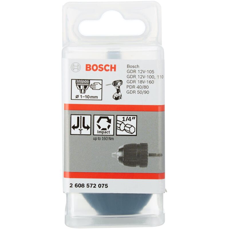 Bosch - Mandrino a serraggio rapido fino a 10 mm, da 1 fino a 10 mm, 1/4 fino a 6k Accessories 2608572075