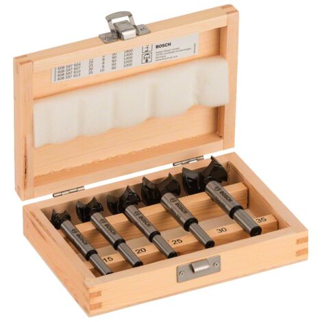 Bosch – Mèche à bois pour perceuse – Lot de 5 mèches 15-35 mm – Taillants en carbure pour bois dur – 2607018750