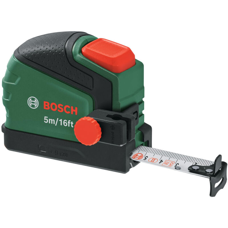 Bosch Mètre Ruban 5 M, Clip Pr Crayon (Auto Lock , Revêtu De Nylon , 22 Mm De Large , Dépl. 2 M , Échelle Métr./imp, Haute Préci