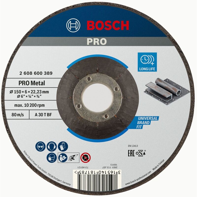 Bosch - Disque abrasif pro Metal 150 x 6 x 22,23 mm - 2608600389