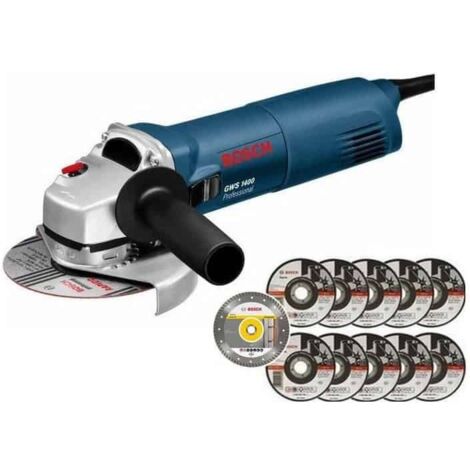 BOSCH Meuleuse Ø 125 mm 1400 W avec 11 disques - GWS1400 pack