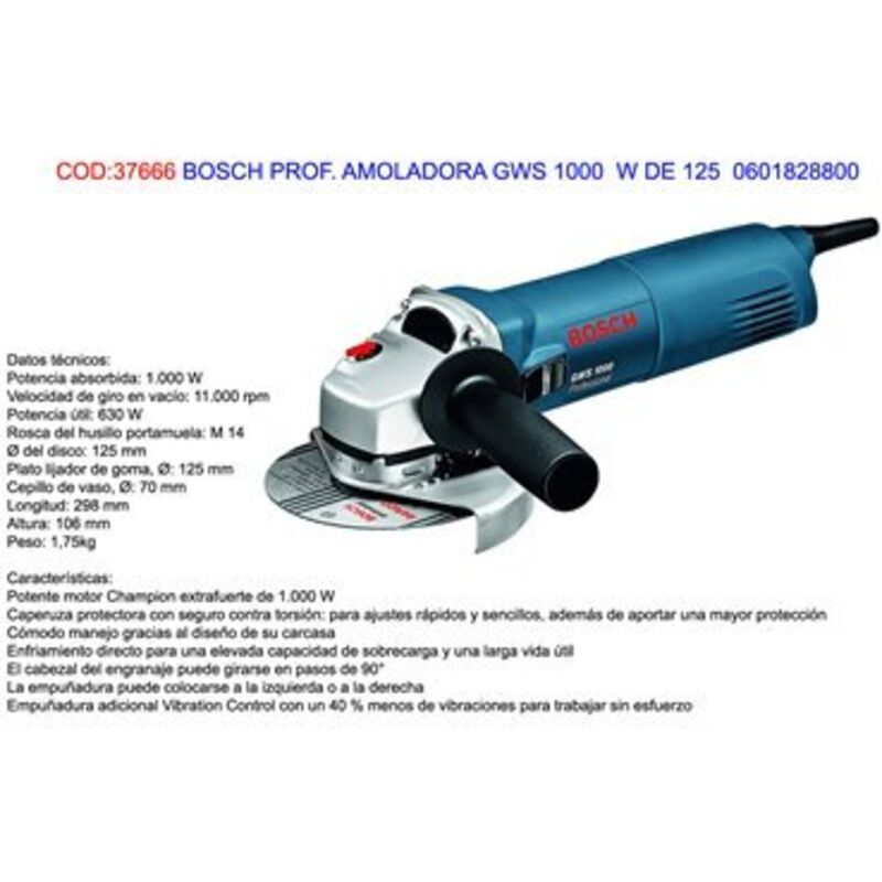 Bosch - Meuleuse gws 1000 - Ø125 mm 1000W 0601828800