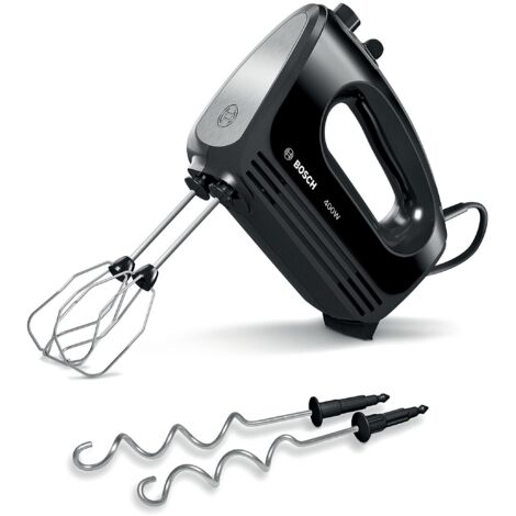 Bosch mfq2420b Mixer a mano, 4 livelli di velocità, motore di ultima tecnologia, 2 tubo scopa, 2 ganci per impastare, 400 W, piano inox Nero/Argento
