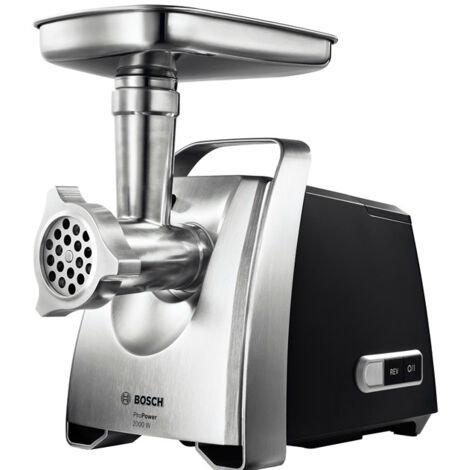 Bosch MFW68660 Tritacarne ProPower 2200 W Nero, Inox spazzolato. Potenza: 800 W, Colore del prodotto: Nero, Cromo, Dimensioni del foro della piastra di macinazione: 8 mm. Massima potenza (motore bl...