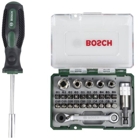 Bosch – Mini clé à cliquet 2607017331 – 27 pièces – 19 embouts à visser – Ouverture de clé 6-13 mm – Pour vissage rapide en série - X576282
