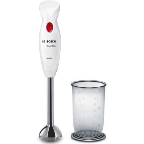 Bosch – Mixeur plongeant 400W – 4 lames inox aiguisées pour soupes et smoothies – Pied amovible en inox – Bol mélangeur 0,75 L inclus - MSM24100