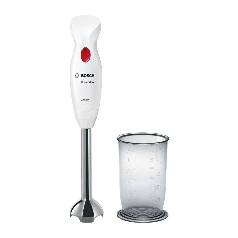 Image of BOSCH MSM24100 - Frullatore a immersione CleverMixx - 400W - Piedino rimovibile in acciaio inossidabile - 1 velocità - Ciotola del frullatore - Bianco