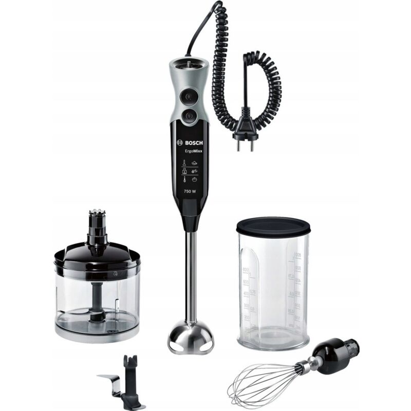 Bosch - Ergomixx - Frullatore Manuale, Potenza 750 W, 12+1 Velocità, Con Accessori, Nero