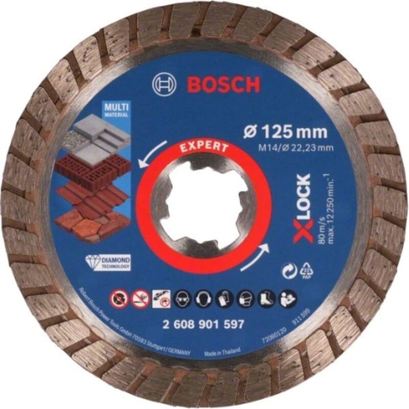 Bosch - MultiMaterial X-Lock Turbo Disco diamantato Expert per smerigliatrice - 125x2,4 mm
