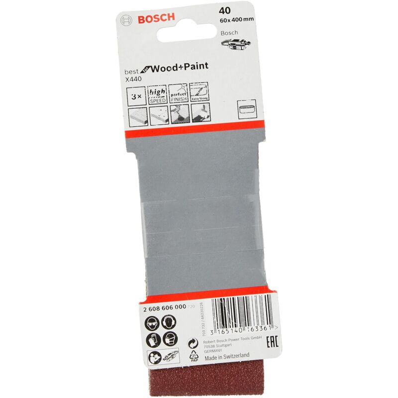 2 608 606 000 Nastro Abrasivo, 60X400 mm, Grana 40 - Bosch
