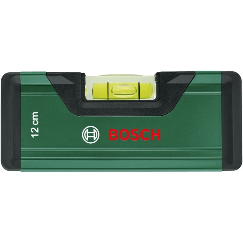 Bosch - Niveau à bulle 12 cm (mini-niveau à bulle, fiole fluorescente, boîtier en aluminium, amortisseur Softgrip, encoche en v)