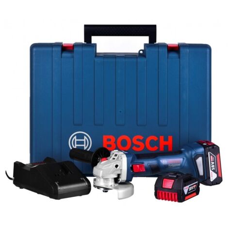 Bosch Outillage - Meuleuse d'angle sans fil 18V 125 mm, 2 batteries Li-Ion 4,0 Ah, chargeur 06019H9021