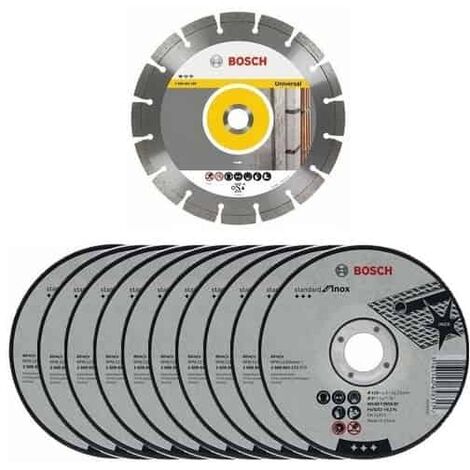 Bosch – Pack de 10 disques à tronçonner Ø125mm métal/inox – 1 disque diamant XLOCK – Coupe rapide et précise – Pour meuleuses angulaires