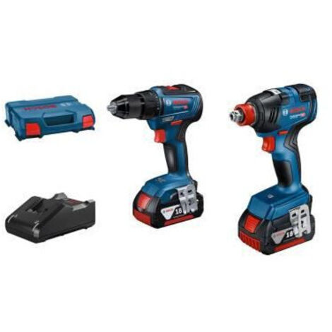 Bosch – Pack de 2 outils électroportatifs 18V – Perceuse-visseuse GSB 18V-55 et visseuse à chocs GDX 18V-200 – 2 batteries 4Ah – Malette L-CASE incluse - 06019J2208