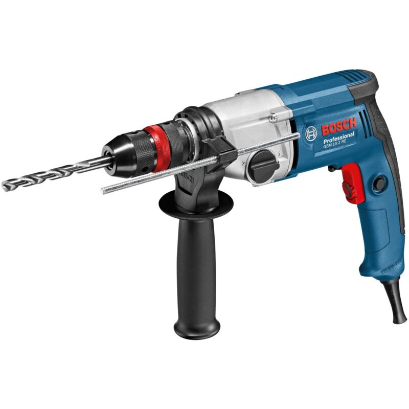 Bosch Professional perceuse GBM 13 2 RE avec mandrin automatique de grande précision 1 5 13 mm poignée auxiliaire butée de profondeur 210 mm