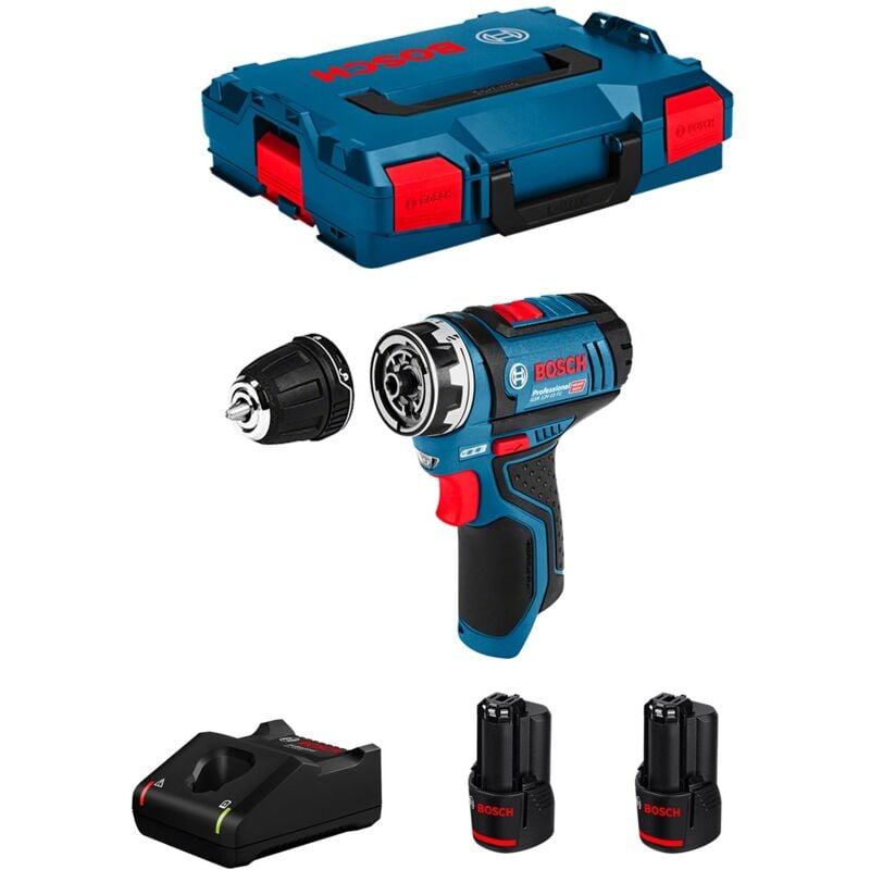 Perceuse visseuse 12V Bosch gsr 12V-15 fc - 2 batteries Li-Ion 2Ah + chargeur + coffret L-Boxx - 06019F6001