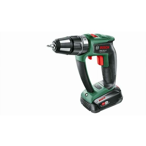 Bosch – Perceuse visseuse à percussion 18V avec 1 batterie 2.5Ah – Moteur sans charbon – Couple 32Nm pour perçage dans le béton – Coffret de transport