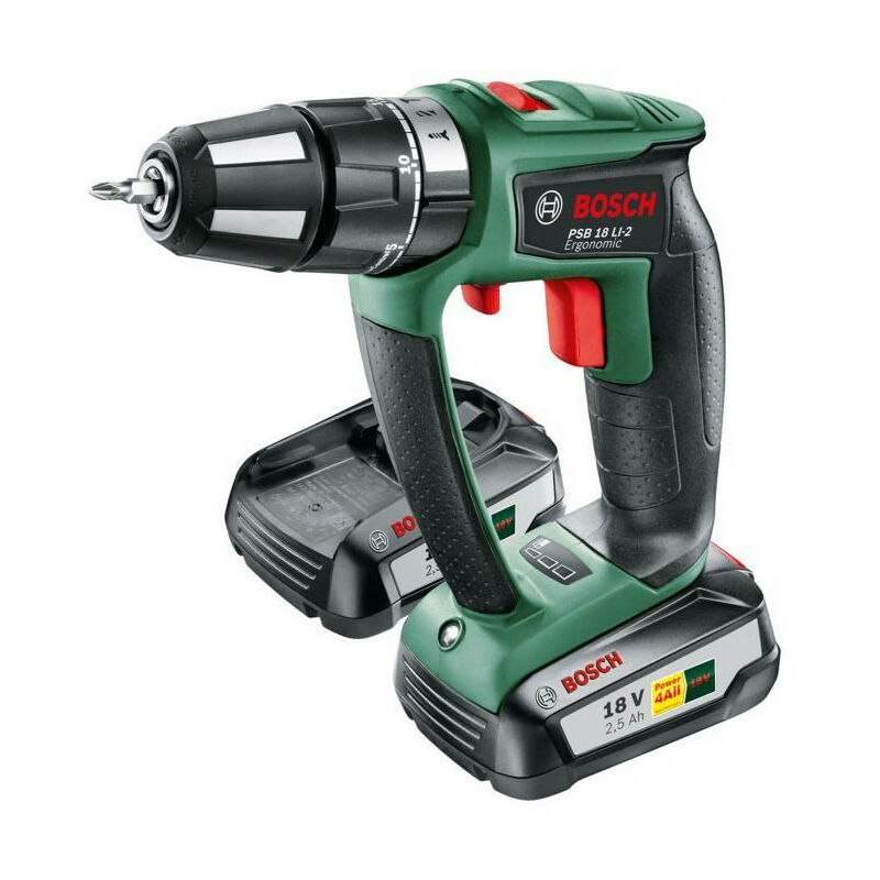 Bosch Perceuse Visseuse A Percussion Sans Fil Psb Ergo 18 Li 2 Avec 2 Batteries Bos06039b0301