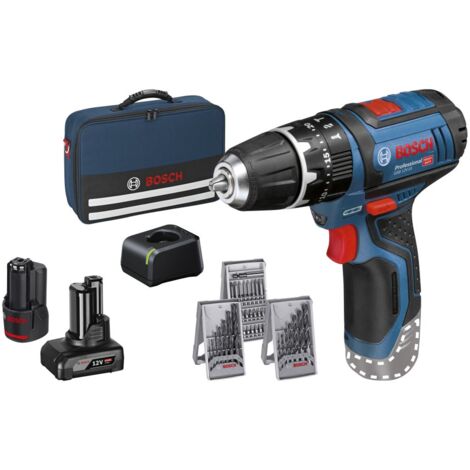 Bosch Perceuse-visseuse percussion sans fil GSB 12V-15, avec 1 x 4,0 Ah, 1 x 2,0 Ah Li-Ion batterie