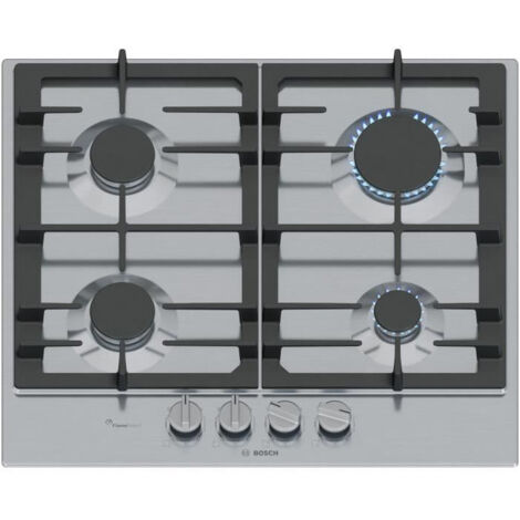 Bosch – Plaque de cuisson gaz 4 foyers – Dimensions 58,2 x 52 x 4,5 cm – Puissance 7500W – Allumage d'une main – PCP6A5I90