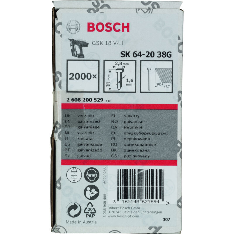 Bosch - Clou galvanisé SK64-20:38mm : 2.000pcs 2608200529