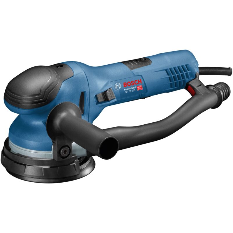 Bosch Professional ponceuse excentrique GET 55 125 régime à vide : 3 300 7 800 trmin plateau ponçage 1 disque abrasif couronne protection tube soufflage poignée auxil. clé 6 pans mâle