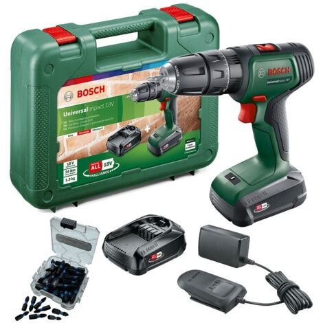 Bosch Power For ALL 18v Li-Ion Cordless Combi Drill Universal Impact 2x2ah +Bits