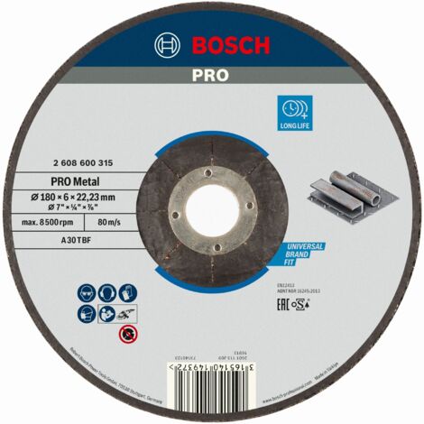 Bosch Power Tools Schruppscheibe 180-6-22mm f. Metall 2608600315 10 Stk