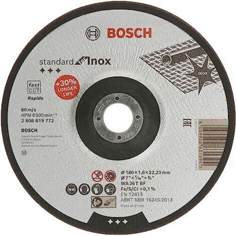 Bosch PRO Acero Inoxidable y Metal Disco de Corte 180 x 1,6 x 22,23 mm - 2608619772