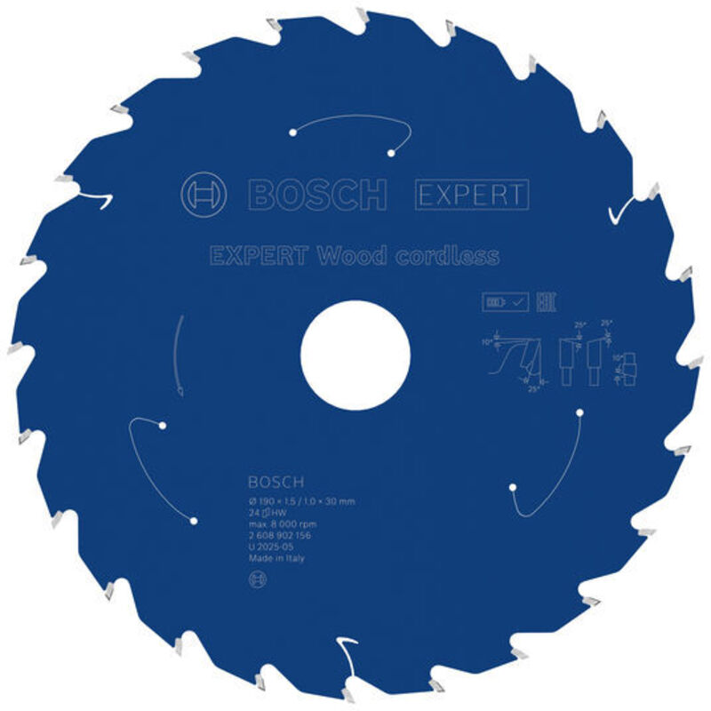 Bosch EXPERT Wood cordless Circular Saw Blade 190 x 1.5/1 x 30 mm T24 2608902156