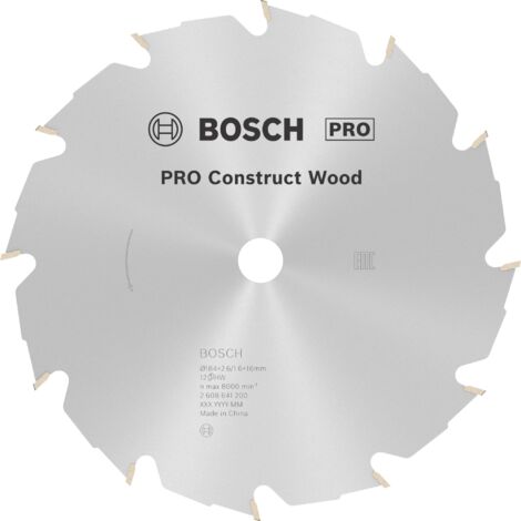 Bosch PRO Construct Wood Kreissägeblatt, 184 x 2,6 x 16 mm, T12