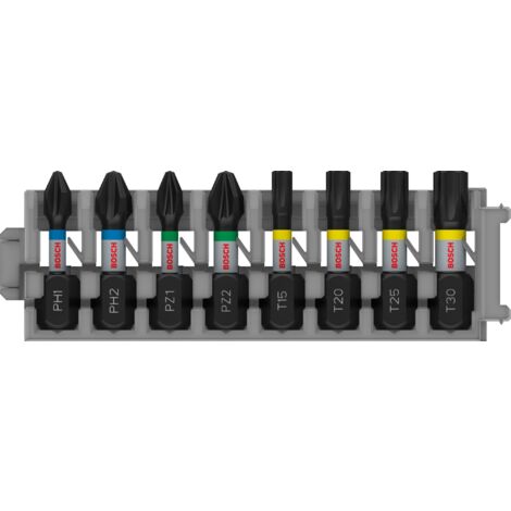 Bosch PRO Impact Schrauberbit Set, PH1 PH2 PZ1 PZ2 T15 T20 T25 T30, 25 mm, 8 Stück