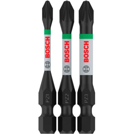 Bosch PRO Pozidriv Impact Bit Set, PZ1, PZ2, PZ3, 55 mm, 3 Stück