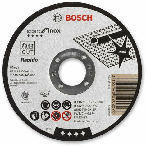 Bosch Pro Stainless Steel and Metal Bonded Cutting Disc 115 x 1.0 x 22.23mm