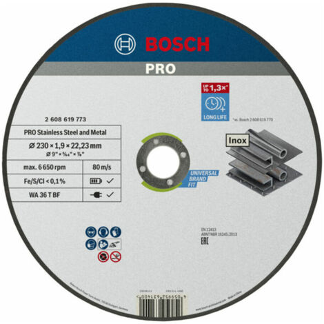 Bosch PRO Stainless Steel and Metal Trennscheibe 230 x 1,9 x 22,23 mm - 2608619773