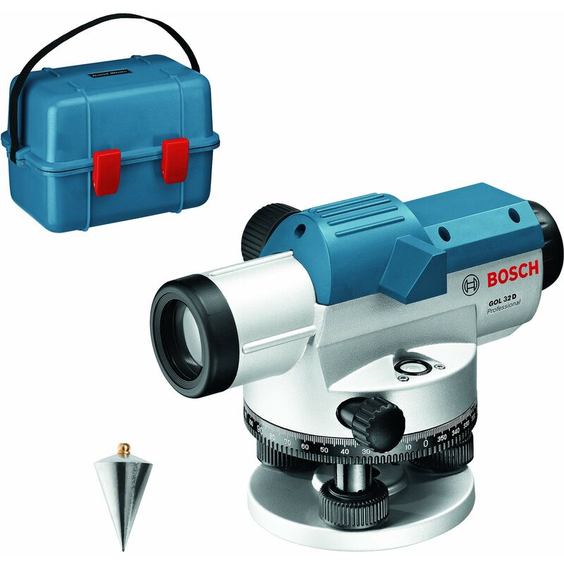 Bosch - Professional Livella ottica gol 32 d (ingrandimento 32x, unità di misura: 360 gradi, raggio d'azione: fino a 120 m, in valigetta)