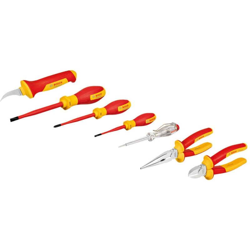 Bosch Set doutils à main VDE - Professional - VDE Mixed Set 7pc - Ergonomique - Tête carrée