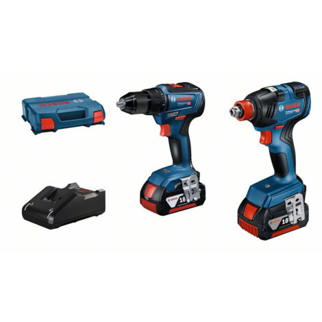Bosch Professional 18V System Avvitatore a Massa Battente Batteria Gdx 18V-200 e Trapano-Avvitatore a Batteria Gsr 18V-55 (Incl. 2 Batterie 4.0 Ah Gba 18V, Caricabatteria Rapido Gal 18V-40, L-Case)