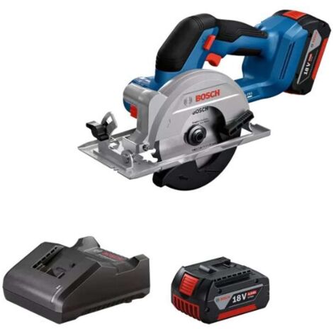 Bosch Professional 18V System scie circulaire sans fil GKS 18V-51, moteur sans balais, incl. 2 x 18V GBA 4 0Ah batteries, chargeur GAL 18V-20, 1 lame de coupant 140 mm, guidage parallèle