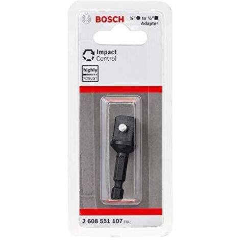 Bosch Professional 1x Adattatore Impact Control per Bussola (1/4" HEX a 1/2" Quadrato, Lunghezza 50 mm, Accessori Trapani)