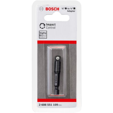 Bosch Professional 1x Adattatore Impact Control per Bussola (1/4" HEX a 1/4" Quadrato, Lunghezza 50 mm, Accessori Trapani)