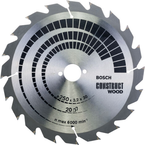 Bosch Professional 2 608 641 774 - Hoja de sierra circular Construct Wood - 250 x 30 x 3,2 mm, 20 (pack de 1)