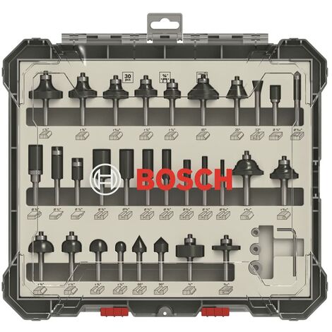 Bosch Professional 2607017476 30tlg. Set di frese (per legno, per frese verticali con gambo da 1/4"