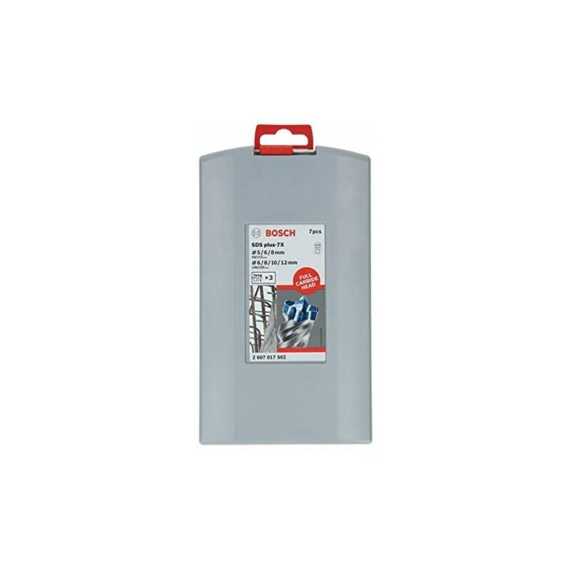 

Bosch Professional 2607017502 SDS plus-7X - Juego de brocas para martillo perforador (7 piezas, diámetro 5/6/6/8/8/10/12 mm)