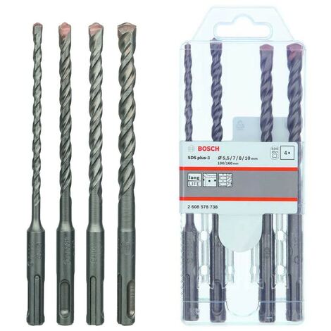 Bosch Professional 2608578738 SDS Plus 4PC Drill Bit Set 4 5.5, 7, 8, 10mm +Case