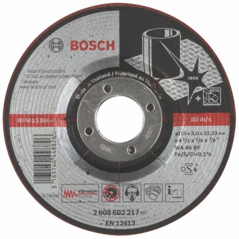 Bosch Professional 2608602217 - Disco abrasivo semi flessibile, per metallo, nero, 115 x 3 mm