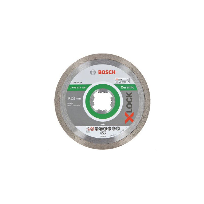 Bosch Disque à tronçonner diamanté - 2608615138 - X-LOCK - Tranchant continu - Carrelage