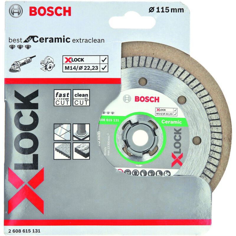 Bosch - Convient le mieux pour Ceramic ExtraClean Turbo x-lock Disque à tronçonner diamanté 2608615131