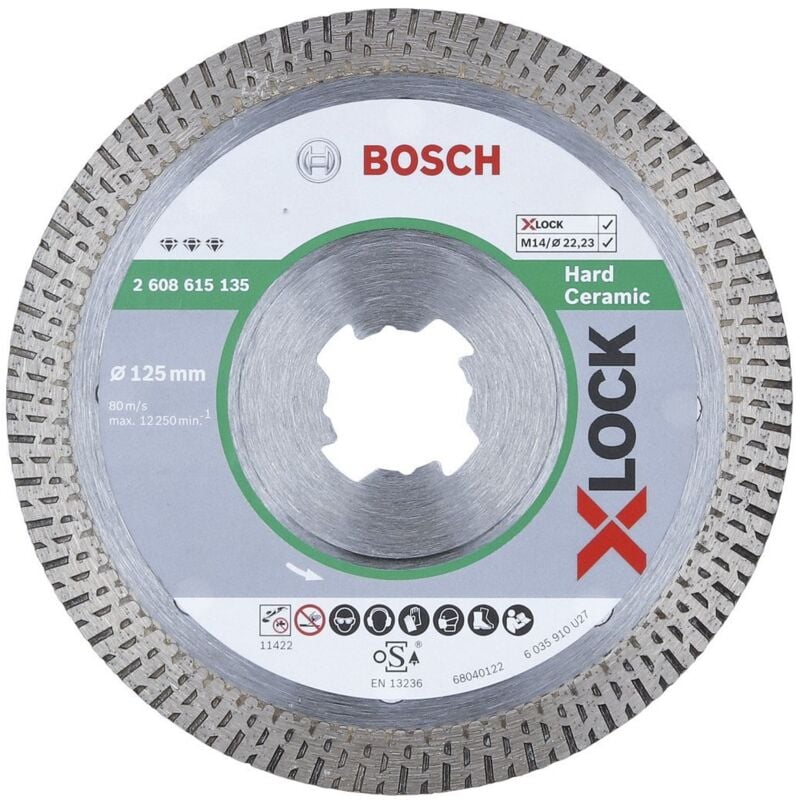 Bosch - x-lock Disque à tronçonner diamanté Best for Hard Ceramic 125 x 22,23 x 1,4 x 10 mm - 2608615135