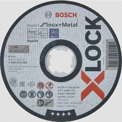 BOSCH PROFESSIONAL 2608619264 DISQUE À TRONÇONNER DROIT POUR INOX ET MÉTAL X-LOCK Ø 125 MM Ø 22,23 MM ÉPAISSEUR : 1 MM